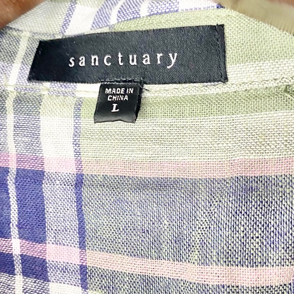 Sanctuary• Plaid linen button down - Picture 4 of 6